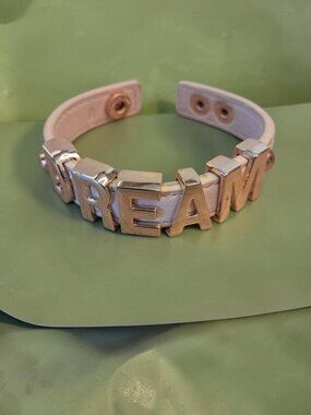 BCBGeneration Pink Crocodile-Embossed Leather DREAM Charm Bracelet Y2K Cuff